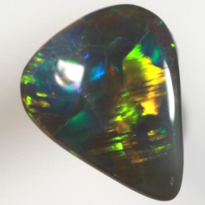 SOLID BLACK OPAL Bright rolling flashes of neon orange and neon green